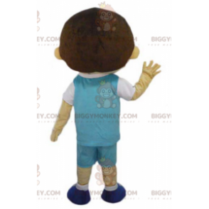 BIGGYMONKEY™ Mascot Costume School Boy Well Dressed With Blue