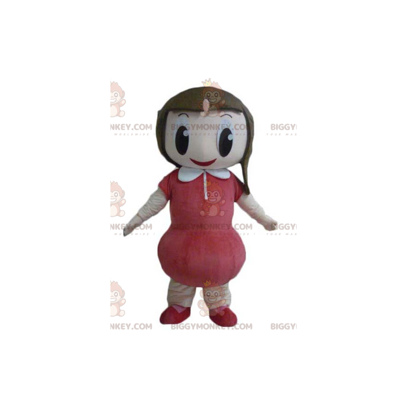 Costume de mascotte BIGGYMONKEY™ de fillette très souriante Costume de mascotte BIGGYMONKEY™ de fillette très souriante