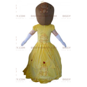 BIGGYMONKEY™ mascottekostuum vrouw prinses in gele jurk -