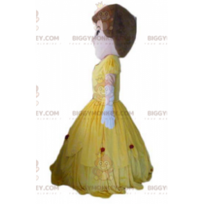 BIGGYMONKEY™ mascottekostuum vrouw prinses in gele jurk -