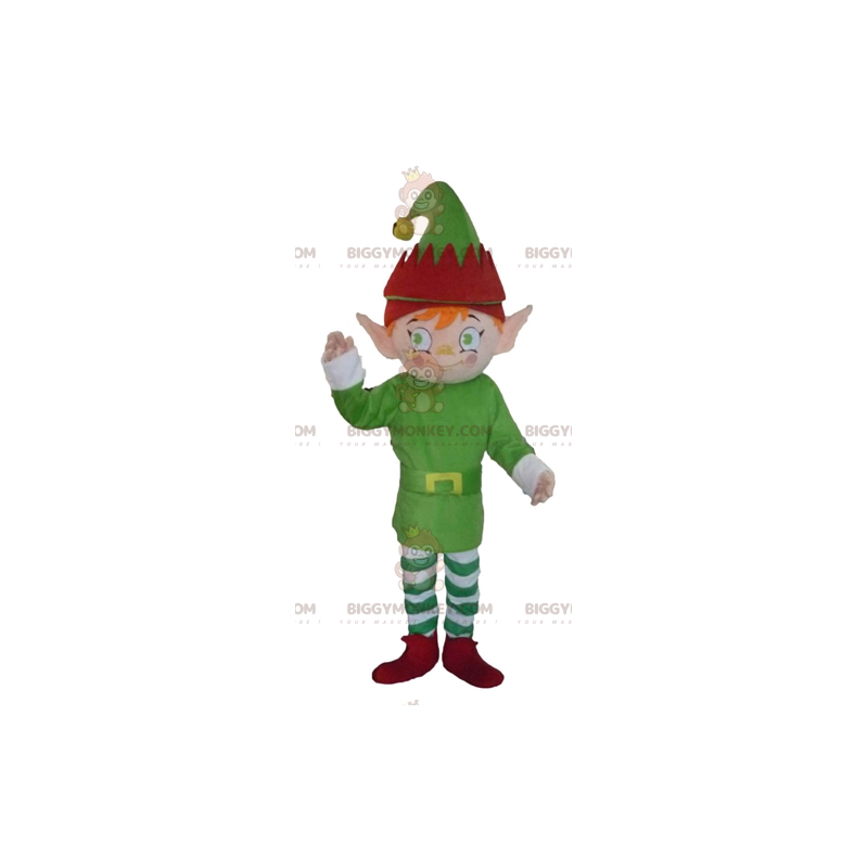 Costume de mascotte BIGGYMONKEY™ de lutin d'elfe habillé en Costume de mascotte BIGGYMONKEY™ de lutin d'elfe habillé en