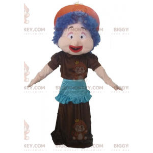 BIGGYMONKEY™-mascottekostuum voor dames met blauwe haarjurk en