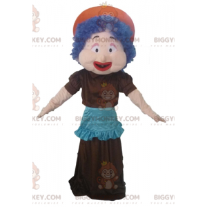 Woman BIGGYMONKEY™ Mascot Costume with Blue Hair Dress and