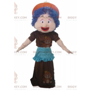 BIGGYMONKEY™ Maskottchenkostüm für Damen mit blauem Haarkleid