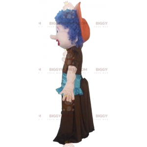 BIGGYMONKEY™ Maskottchenkostüm für Damen mit blauem Haarkleid