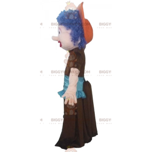  Costume da mascotte BIGGYMONKEY™ da donna con capelli blu e grembiule - Mascotte femminili - BiggyMonkey.com
