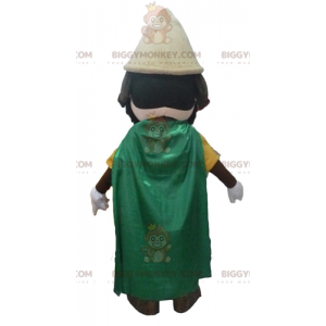 Knight BIGGYMONKEY™ Mascot Costume with yellow outfit and green
