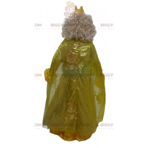 BIGGYMONKEY™ Mascot Costume Queen Princess In Yellow Dress With