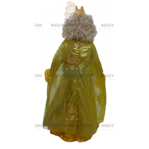 BIGGYMONKEY™ maskotkostume dronningprinsesse i gul kjole med