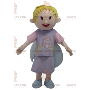 Costume de mascotte BIGGYMONKEY™ d'ange blond souriant avec de