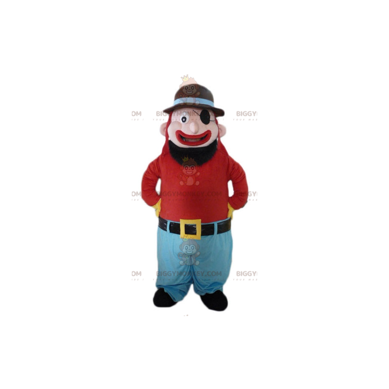 Disfraz de mascota BIGGYMONKEY™ de hombre barbudo sonriente con Disfraz de mascota BIGGYMONKEY™ de hombre barbudo sonriente con