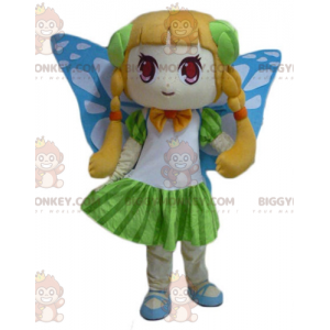 Cute Girl BIGGYMONKEY™ Mascot Costume with Butterfly Wings -