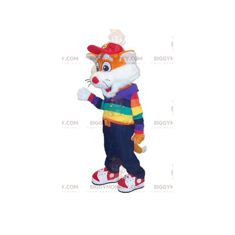Traje de mascote BIGGYMONKEY™ da pequena raposa laranja e Traje de mascote BIGGYMONKEY™ da pequena raposa laranja e