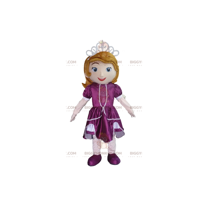 Prinses BIGGYMONKEY™ mascottekostuum met paarse jurk -
