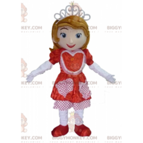Princess BIGGYMONKEY™ Mascot Costume with Red and White Dress -