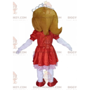 Prinsessan BIGGYMONKEY™ maskotdräkt med röd och vit klänning - Fairy Mascots - BIGGYMONKEY_03934 - BiggyMonkey.com