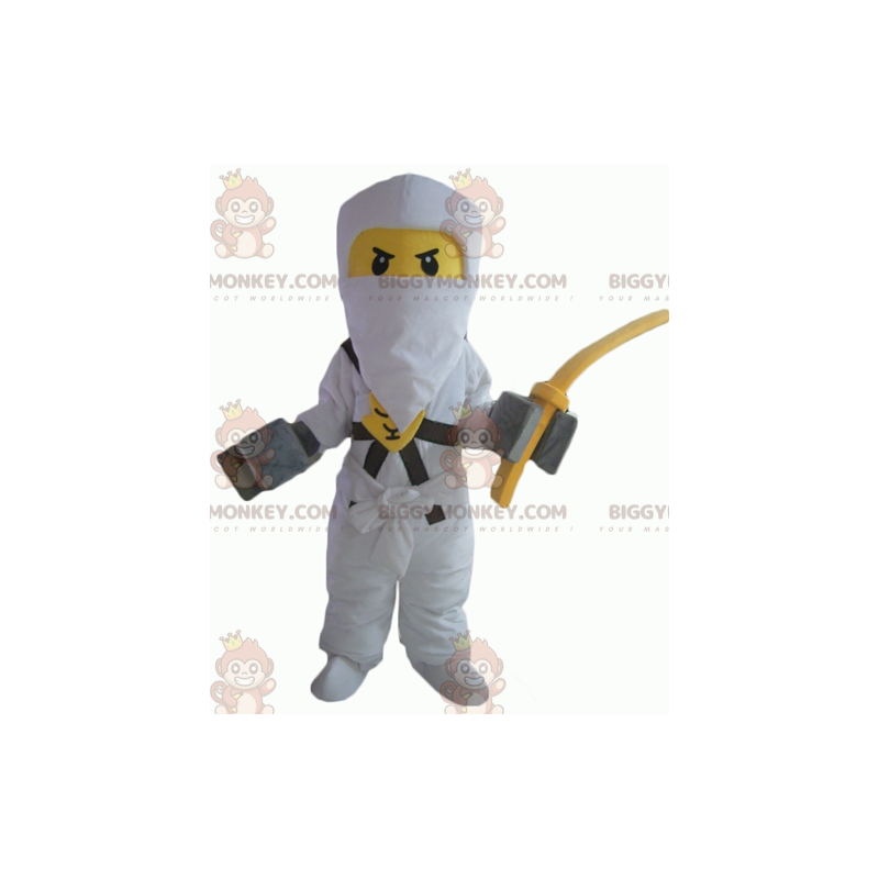 Lego samurain keltainen ja valkoinen BIGGYMONKEY™ maskottiasu Lego samurain keltainen ja valkoinen BIGGYMONKEY™ maskottiasu