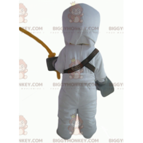 Traje de mascote BIGGYMONKEY™ amarelo e branco samurai Lego com