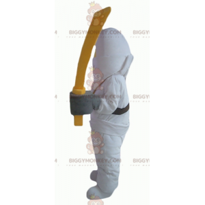 Traje de mascote BIGGYMONKEY™ amarelo e branco samurai Lego com