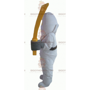 Lego samurai yellow and white BIGGYMONKEY™ mascot costume with