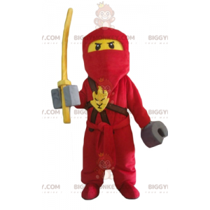 BIGGYMONKEY™ Lego samurai red and yellow mascot costume with