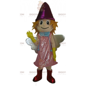 Smiling Little Fairy BIGGYMONKEY™ Mascot Costume With Pink