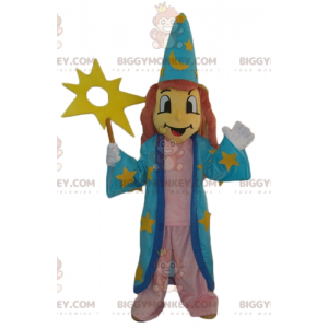 Witch Wizard BIGGYMONKEY™ Mascot Costume With Blue Dress -