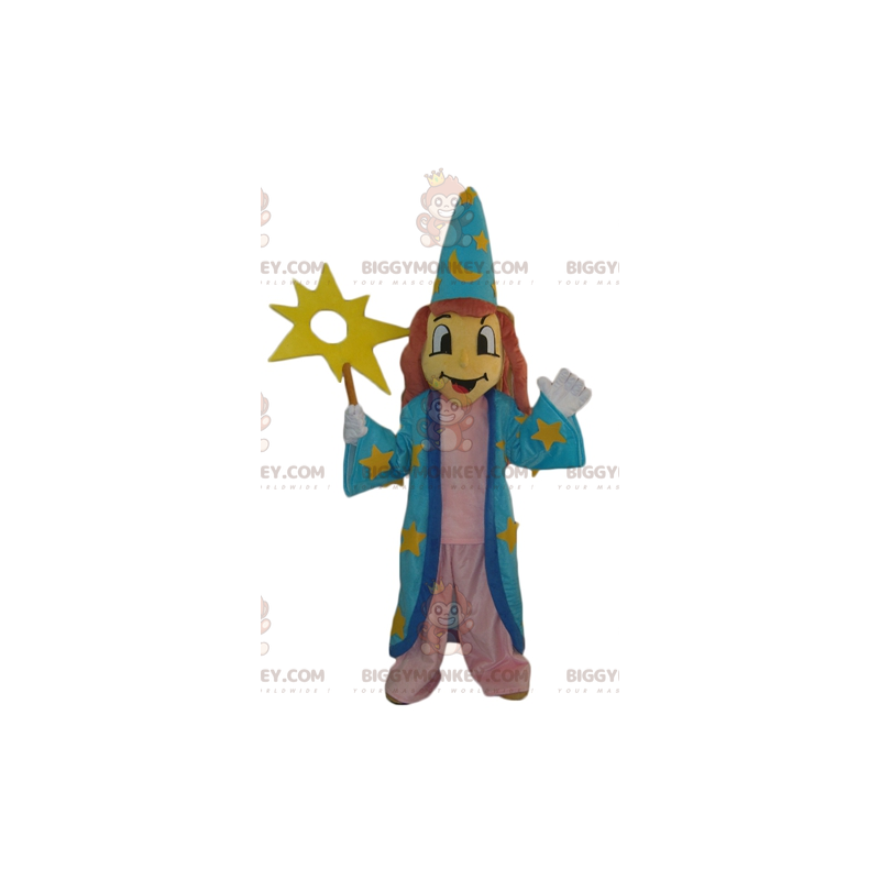Witch Wizard BIGGYMONKEY™ maskottiasu sinisellä mekolla - Luokittelemattomat maskotit - BIGGYMONKEY_03947 - BiggyMonkey.com