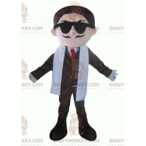 BIGGYMONKEY™ Mascot Costume Mustache Businessman Suit & Tie –