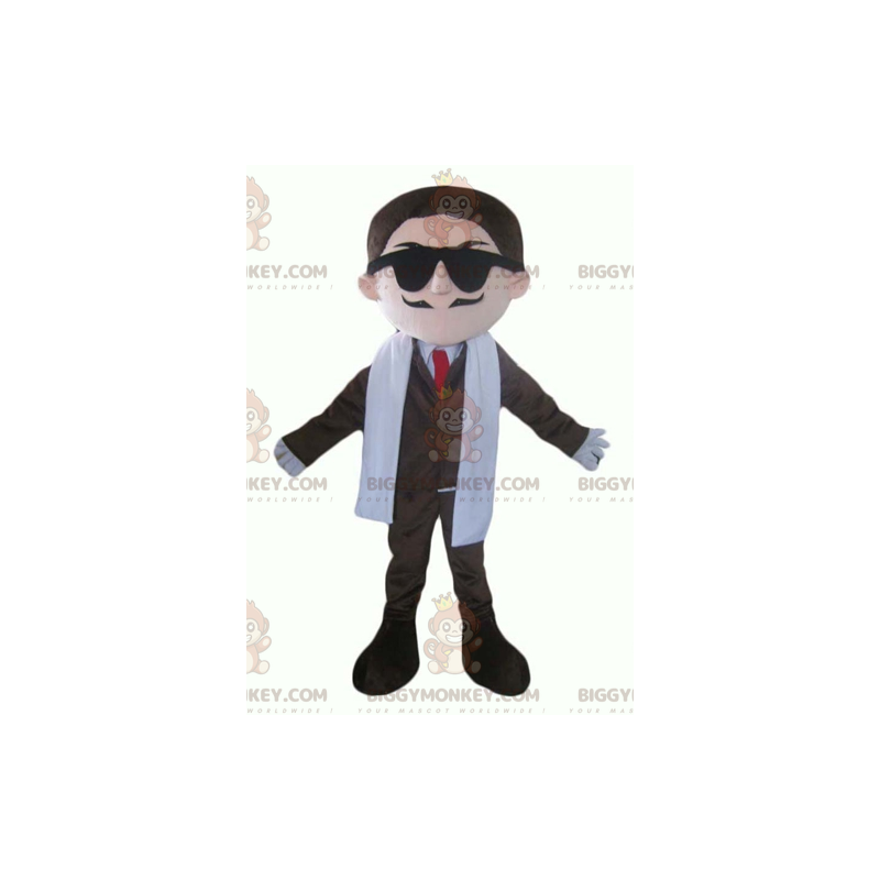 BIGGYMONKEY™ Mascot Costume Mustache Businessman Suit & Tie -