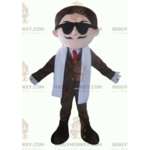 BIGGYMONKEY™ Mascot Costume Mustache Businessman Suit & Tie -