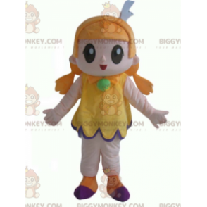 Traje de mascote BIGGYMONKEY™ ruiva com vestido amarelo muito
