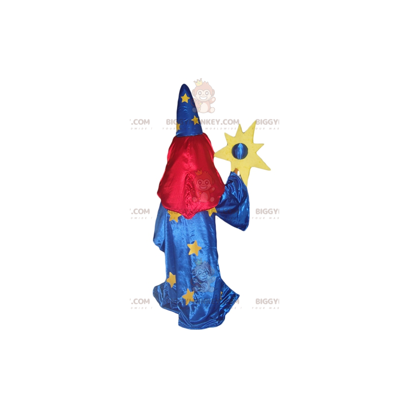 BIGGYMONKEY™ Mascot Costume of Witch i blå kjole med slør over BIGGYMONKEY™ Mascot Costume of Witch i blå kjole med slør over