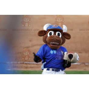 Bruine koe met witte hoorns BIGGYMONKEY™ mascottekostuum -