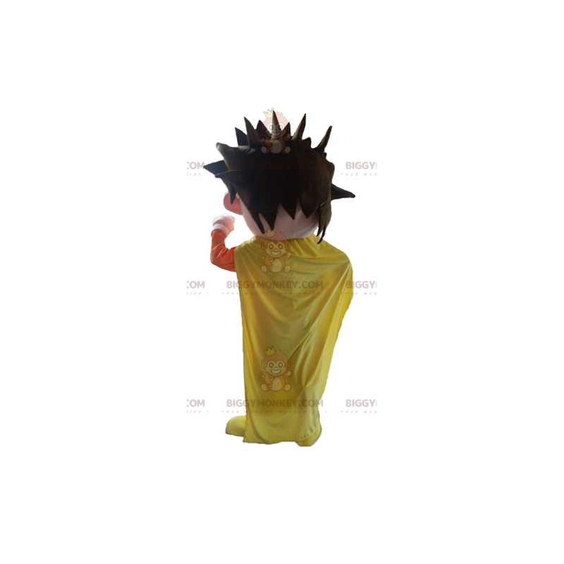 Traje de mascote de super-herói BIGGYMONKEY™ vestido em laranja Traje de mascote de super-herói BIGGYMONKEY™ vestido em laranja