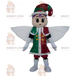 BIGGYMONKEY™ Pixie-Fee-Maskottchen-Kostüm im rot-grün-weißen