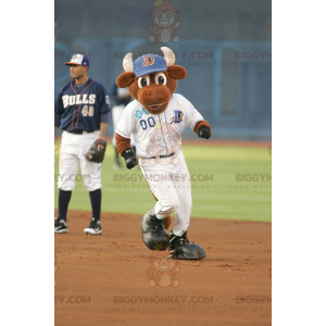 Brown Cow with White Horns BIGGYMONKEY™ Mascot Costume -