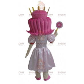 Vaaleanpunaiset hiukset prinsessa BIGGYMONKEY™ maskottiasu söpöllä mekolla - Luokittelemattomat maskotit - BiggyMonkey.com