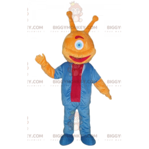 One Eye Orange Alien BIGGYMONKEY™ Mascot Costume -
