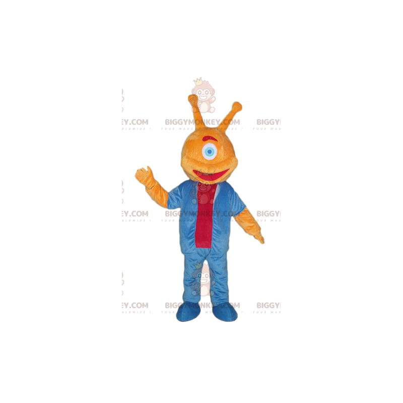 Eenoog Oranje Alien BIGGYMONKEY™ Mascottekostuum - Eenoog Oranje Alien BIGGYMONKEY™ Mascottekostuum -