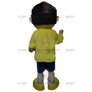 Mens BIGGYMONKEY™ Mascot Costume with Glasses and Yellow and