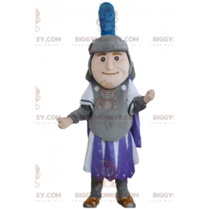 BIGGYMONKEY™ Mascot Costume of Knight i grå lilla og hvide
