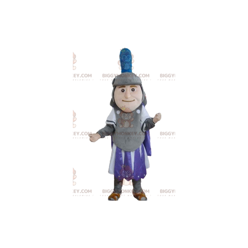 BIGGYMONKEY™ Mascot Costume of Knight in Gray Purple and White BIGGYMONKEY™ Mascot Costume of Knight in Gray Purple and White