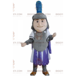 BIGGYMONKEY™ Mascot Costume of Knight in Gray Purple and White