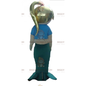 Blauw en groenblonde zeemeermin BIGGYMONKEY™ mascottekostuum -