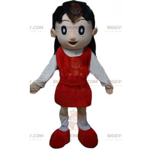 Costume de mascotte BIGGYMONKEY™ de fillette en tenue rouge et