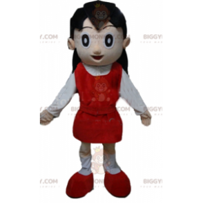 Κοστούμι μασκότ κοριτσιού BIGGYMONKEY™ με κόκκινη και λευκή στολή - Μασκότ για αγόρια και κορίτσια - BiggyMonkey.com