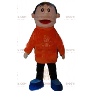 Boy BIGGYMONKEY™ Mascot Costume In Orange And Black Outfit