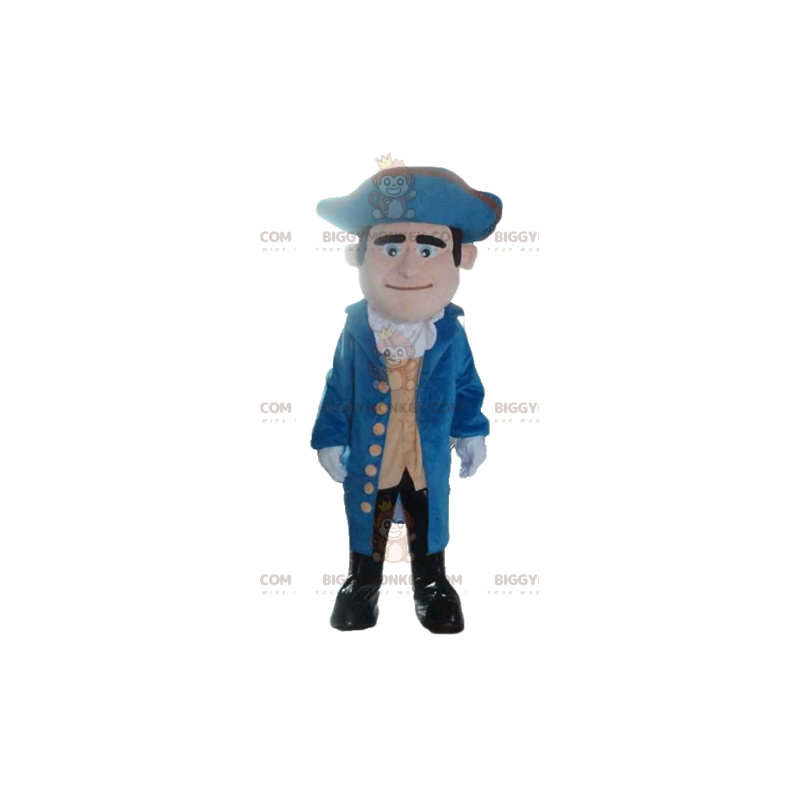 Costume da soldato vintage BIGGYMONKEY™ mascotte in abito blu e Costume da soldato vintage BIGGYMONKEY™ mascotte in abito blu e