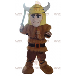 Στολή μασκότ Βίκινγκ BIGGYMONKEY™ Beast Skin με κίτρινο κράνος